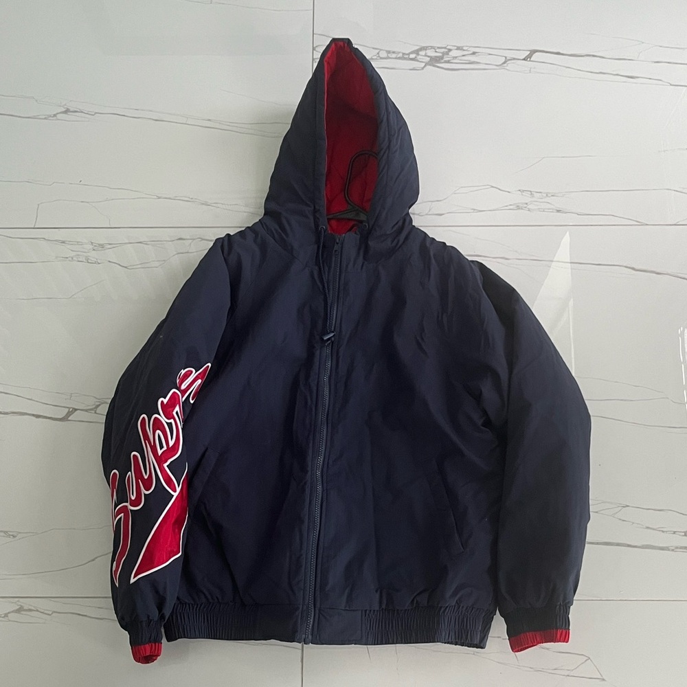 SS18 Supreme Sleeve Script Sideline jacket water resistant navy